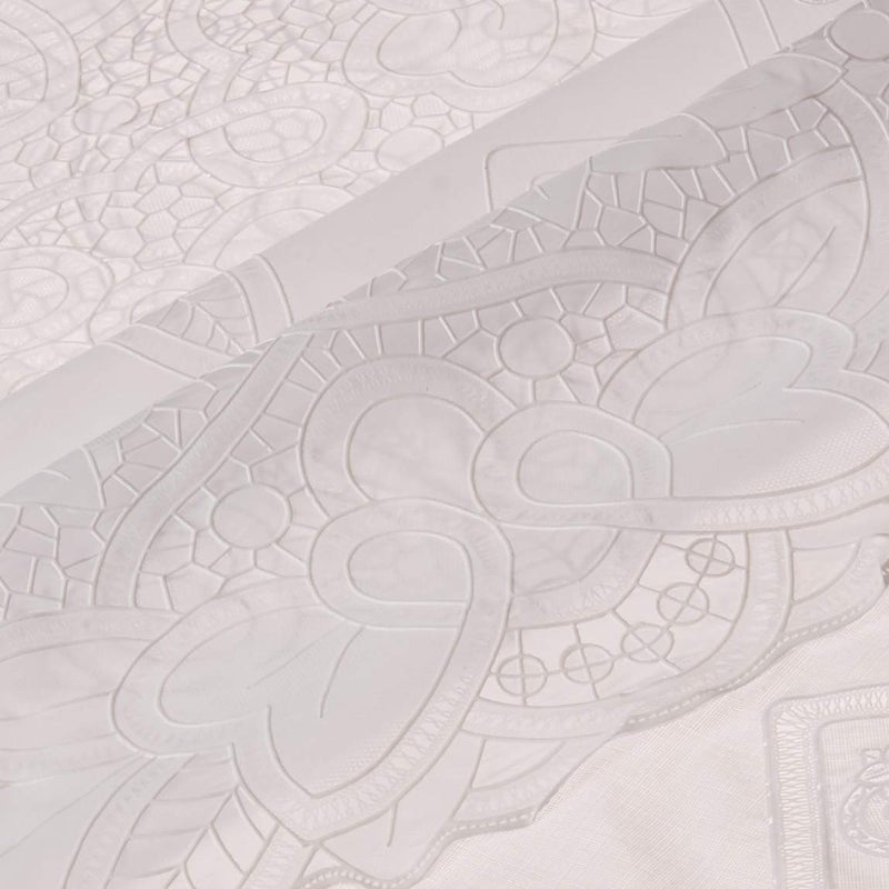 Violet Linen Vinyl Lace Betenburg Design Tablecloth Size: 72" Round, Color: White - Image 2